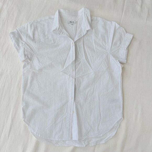 Madewell Tops - Madewell Womens White Top Shirt Shorsleeve Cotton Linen Small S